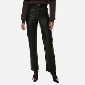 WILFRED Melina Straight Leg Black Faux Leather Pants